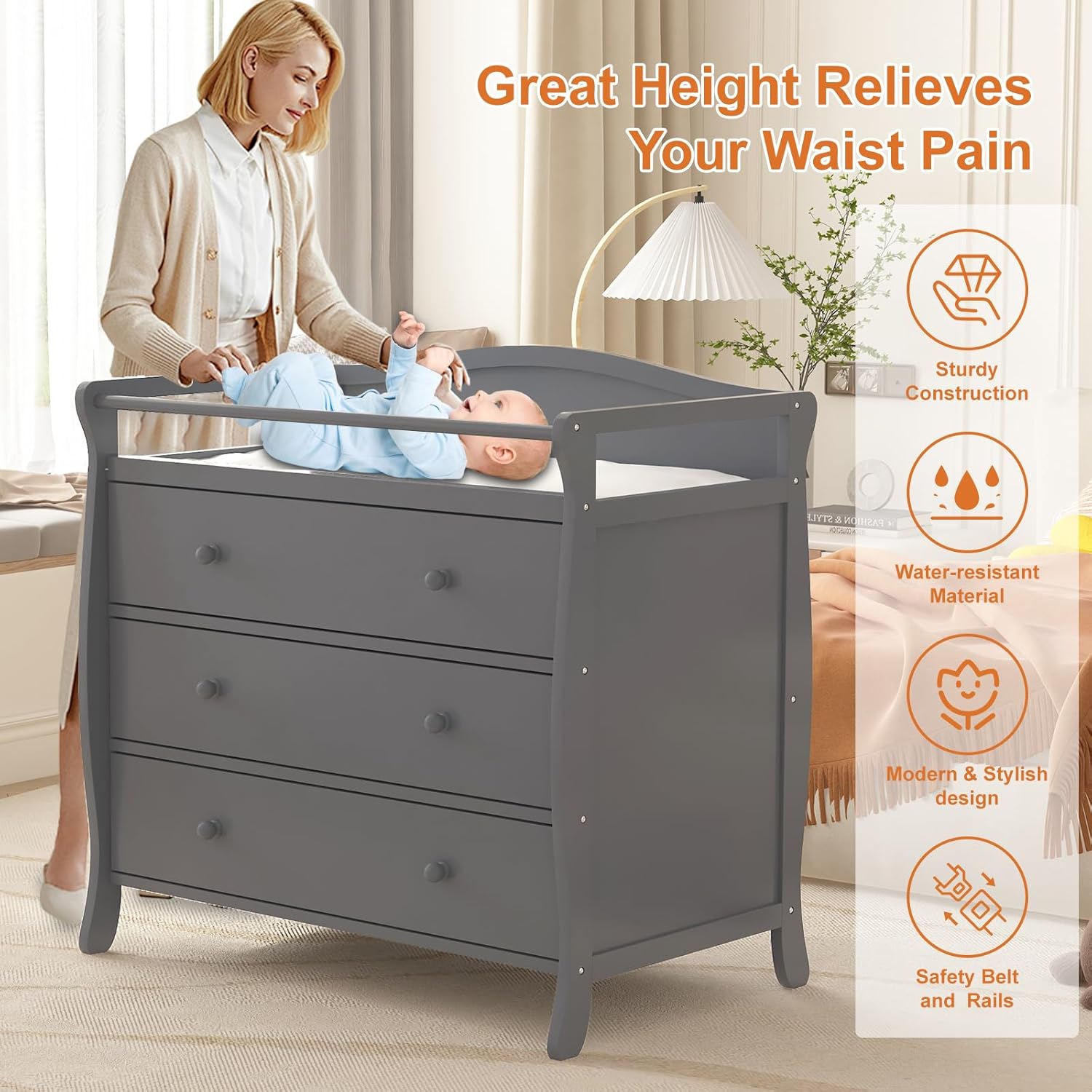 Baby Nursery Drawers - Meja Ganti Popok Bayi 3 Laci