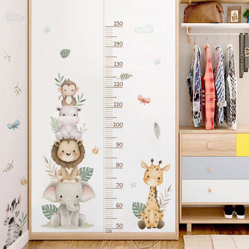 Baby Nursery Jungle Animals - Stiker Grafik Pertumbuhan Anak Baru Pengukur
