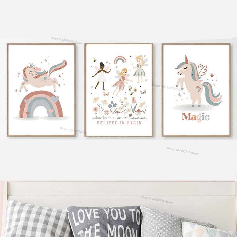 Baby Nursery Girl - Poster Dinding Seni Kanvas Gambar Anak