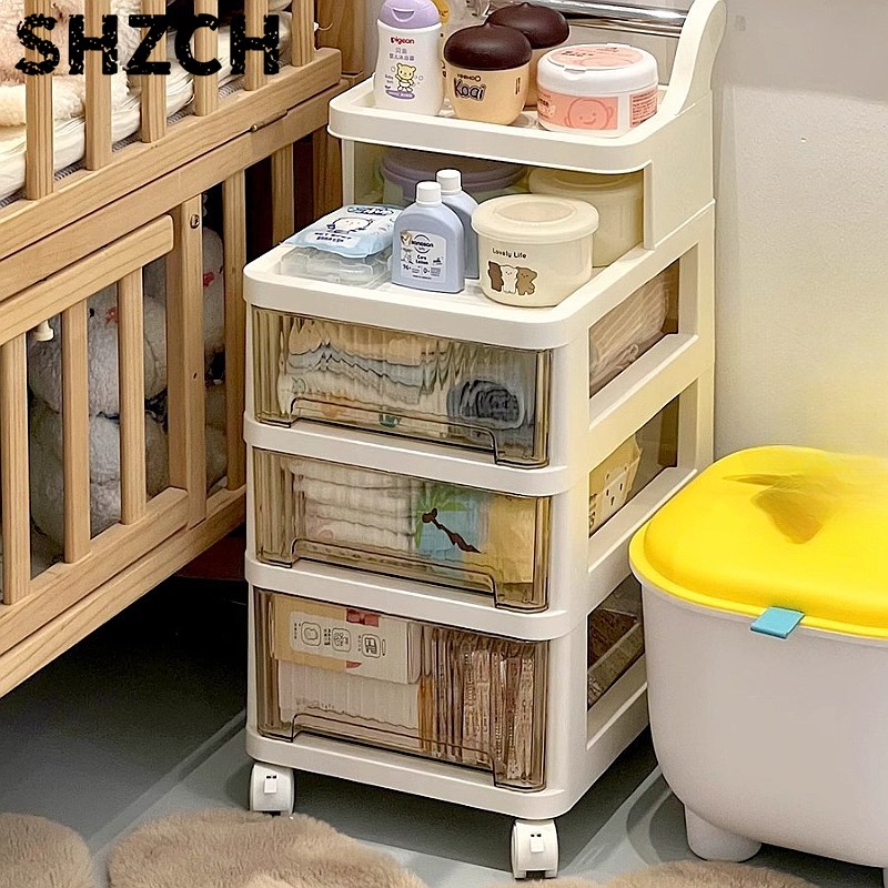 Baby Nursery Drawers - Troli Penyimpanan 3 Tingkat, Stasiun Makan