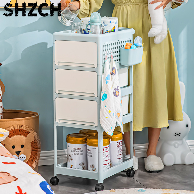 Baby Nursery Drawers - Troli Penyimpanan Mobile Cream, Organizer Beroda