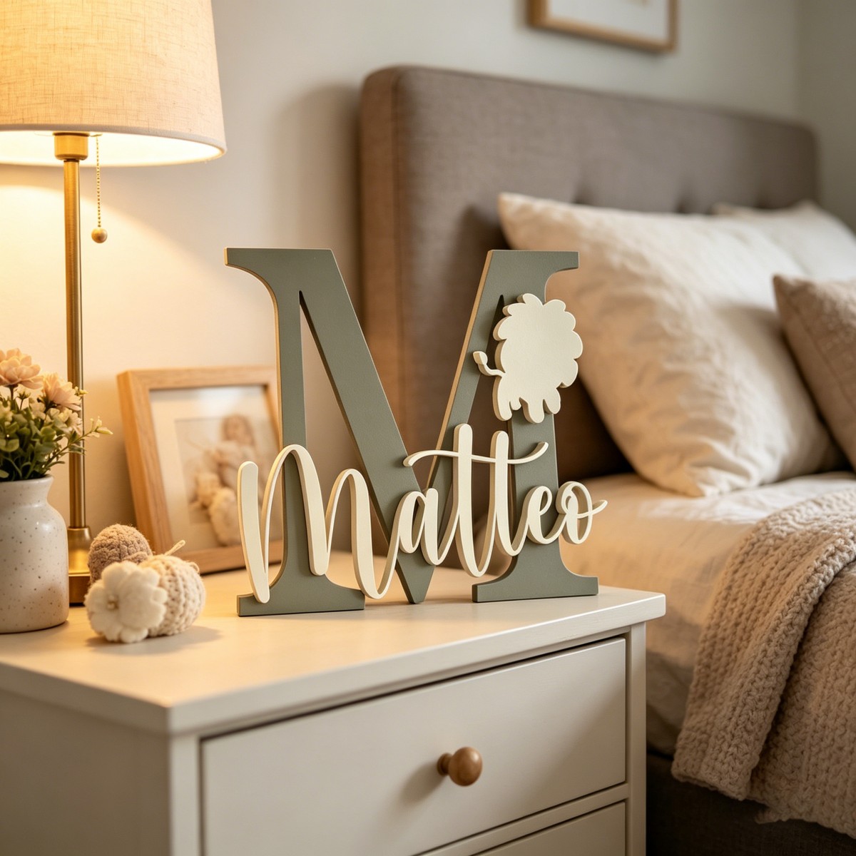 Baby Nursery In - 1 Buah Plakat Nama Kayu Inisial