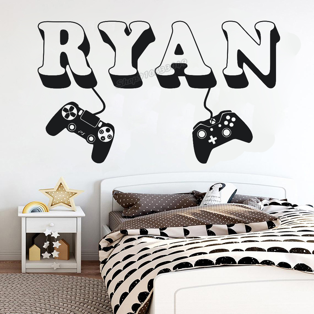 Baby Nursery Vinyl - Gamer Stiker Dinding Nama Kustom Controller