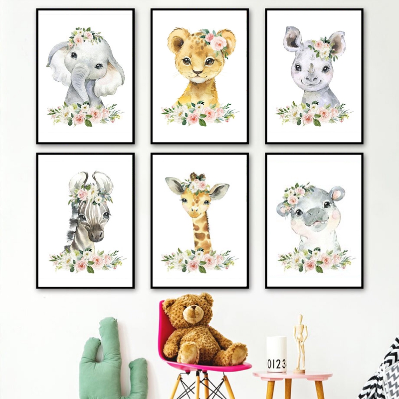 Cetakan Kanvas Hewan Hutan Bun - Baby Nursery Jungle Animals ulasan dan harga
