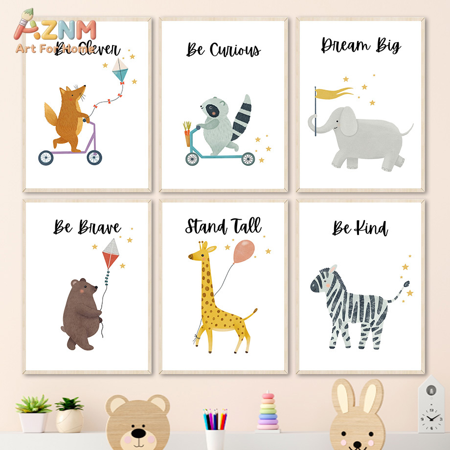 AZNM Seni Dinding Kanvas Hewan - Baby Boy Nursery Quotes ulasan dan harga