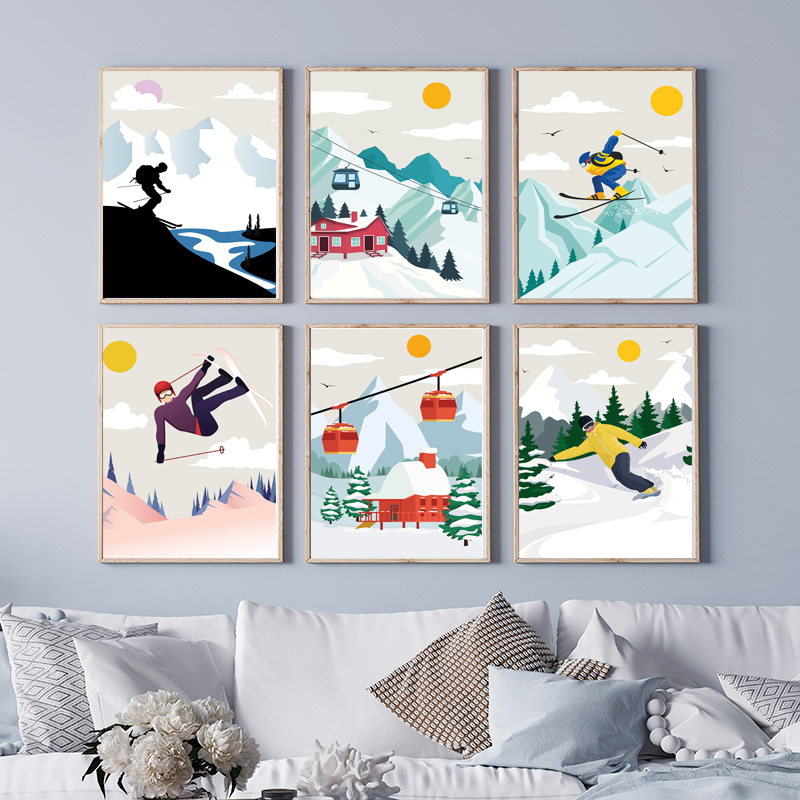 Seni Dinding Kanvas Gunung Ber - Baby Nursery Mountain Theme ulasan dan harga
