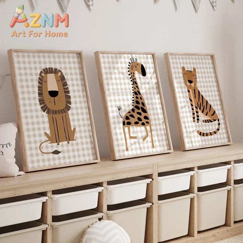 Lukisan Kanvas, Poster, dan Ce - Baby Nursery Jungle Animals ulasan dan harga
