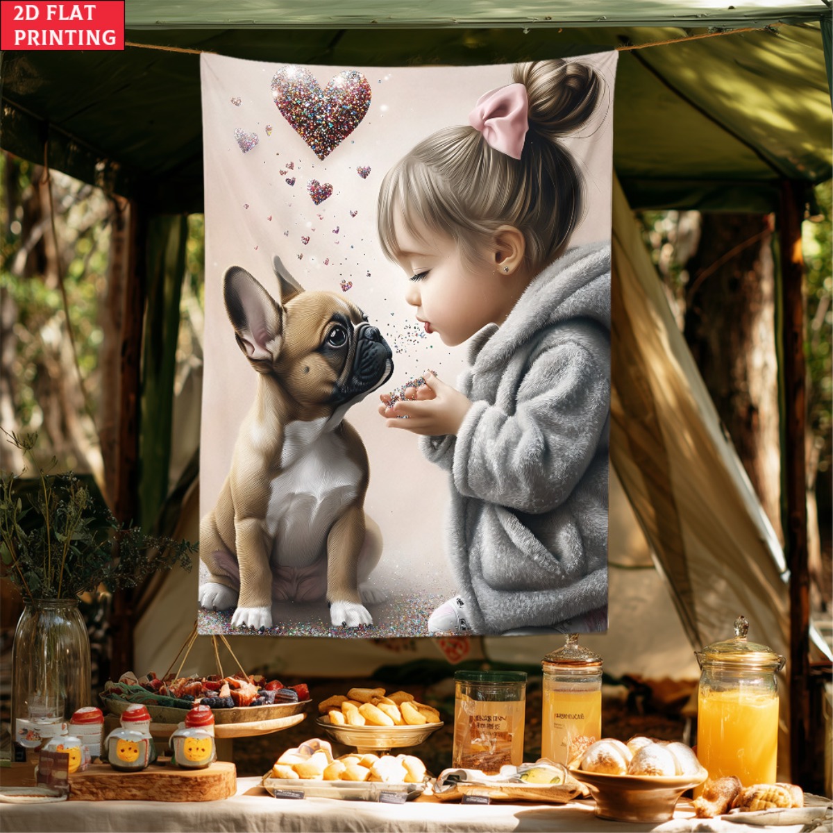 Gadis dengan anak anjing bulld - Baby Nursery Girl ulasan dan harga