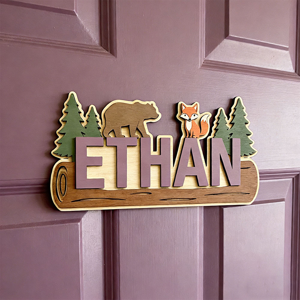 Papan Nama Kayu Hewan Hutan Pe - Baby Nursery In ulasan dan harga