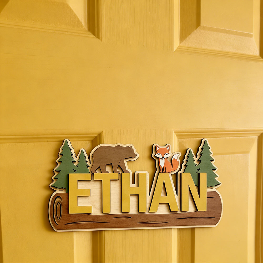 Papan Nama Kayu Hewan Hutan Pe - Baby Nursery In ulasan dan harga