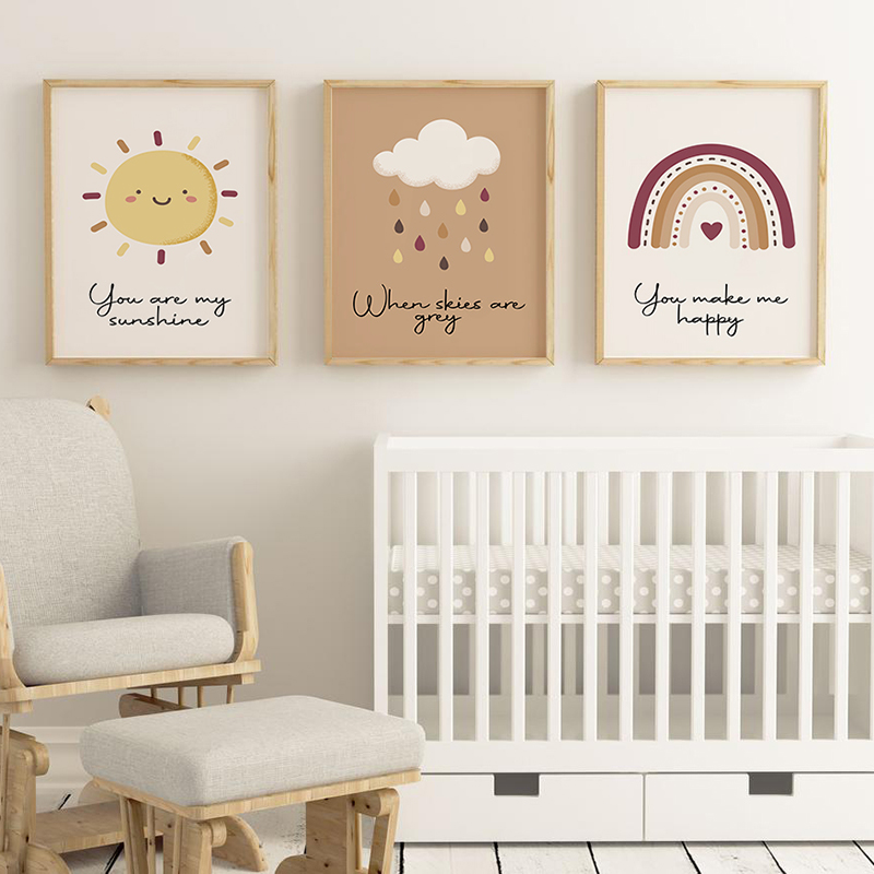 Poster kanvas seni dinding sin - Baby Nursery You Are My Sunshine ulasan dan harga