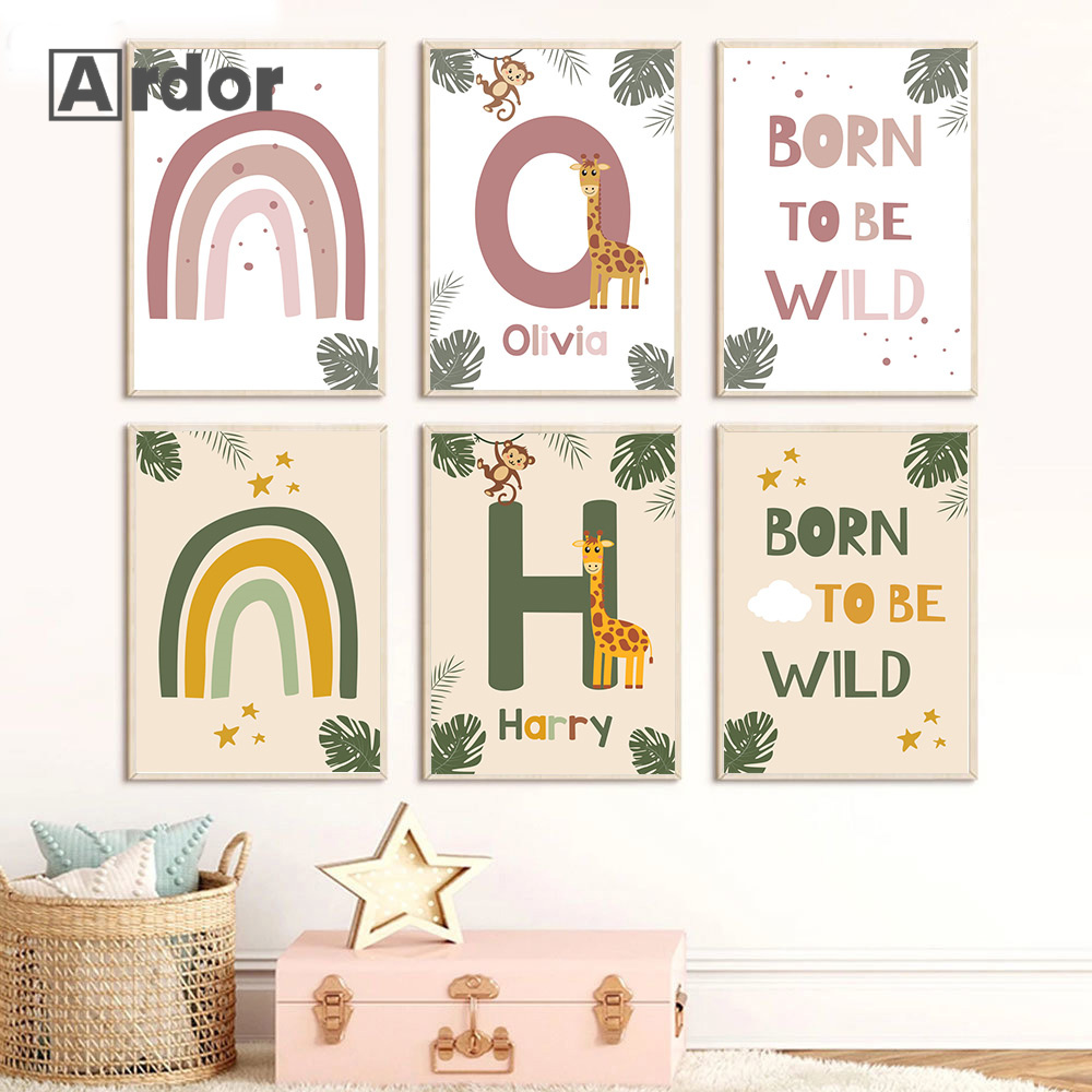 Poster Hewan Hutan Nordik Luki - Baby Nursery Jungle Animals ulasan dan harga