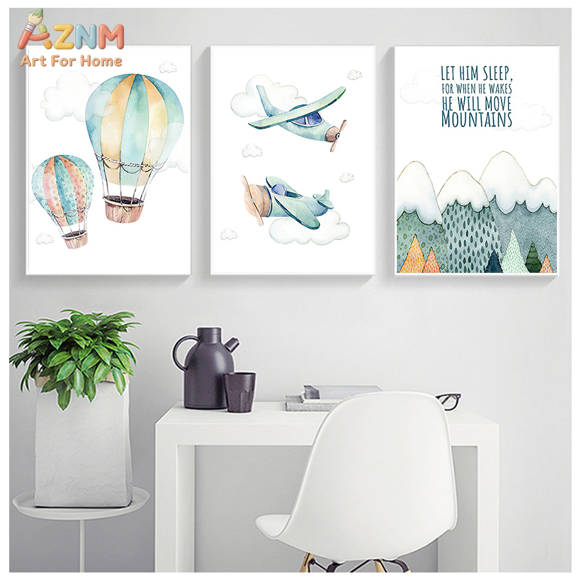 AZNM Seni Dinding Kanvas Balon - Baby Boy Nursery Quotes ulasan dan harga