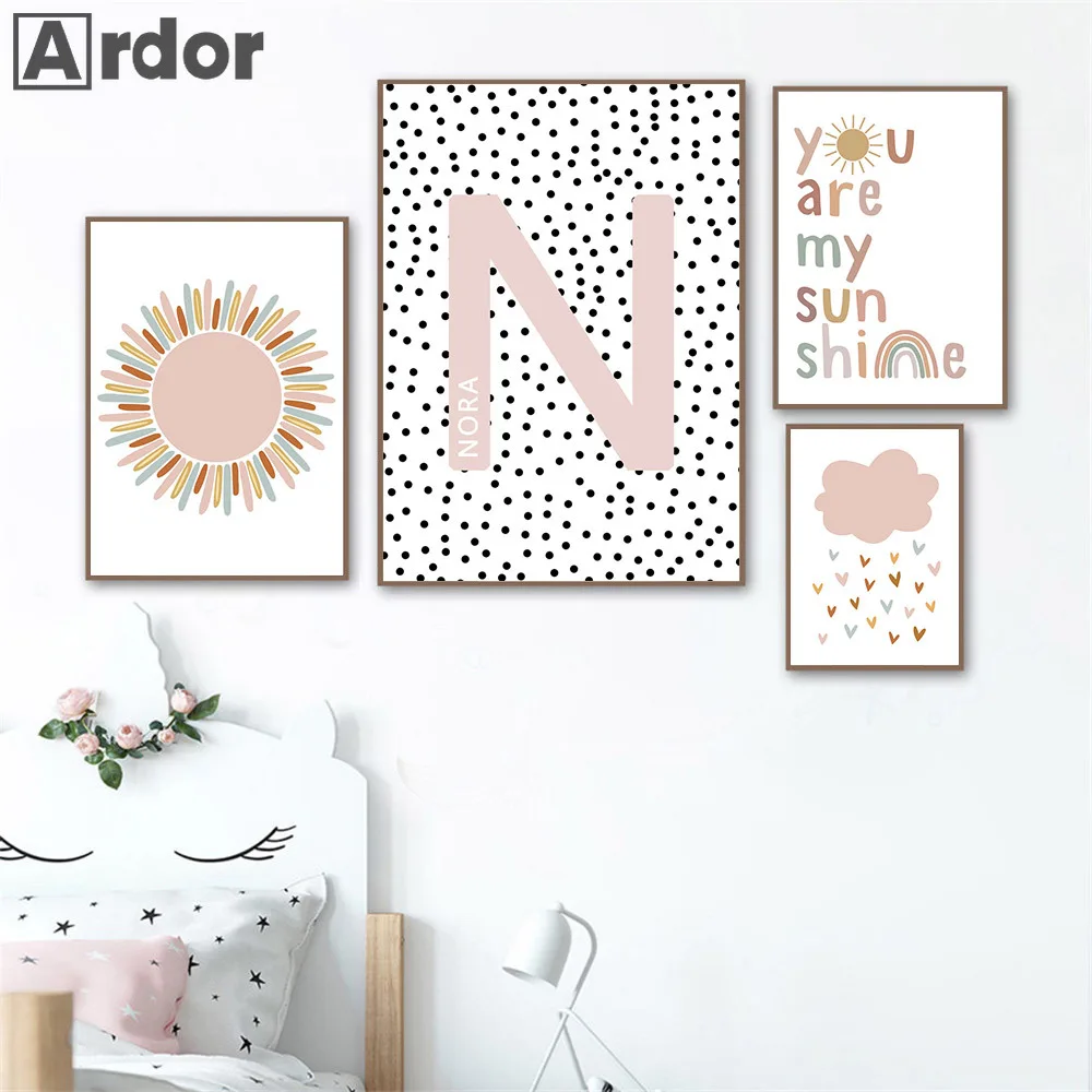 Poster Nama Kustom Cetak Seni  - Baby Nursery You Are My Sunshine ulasan dan harga