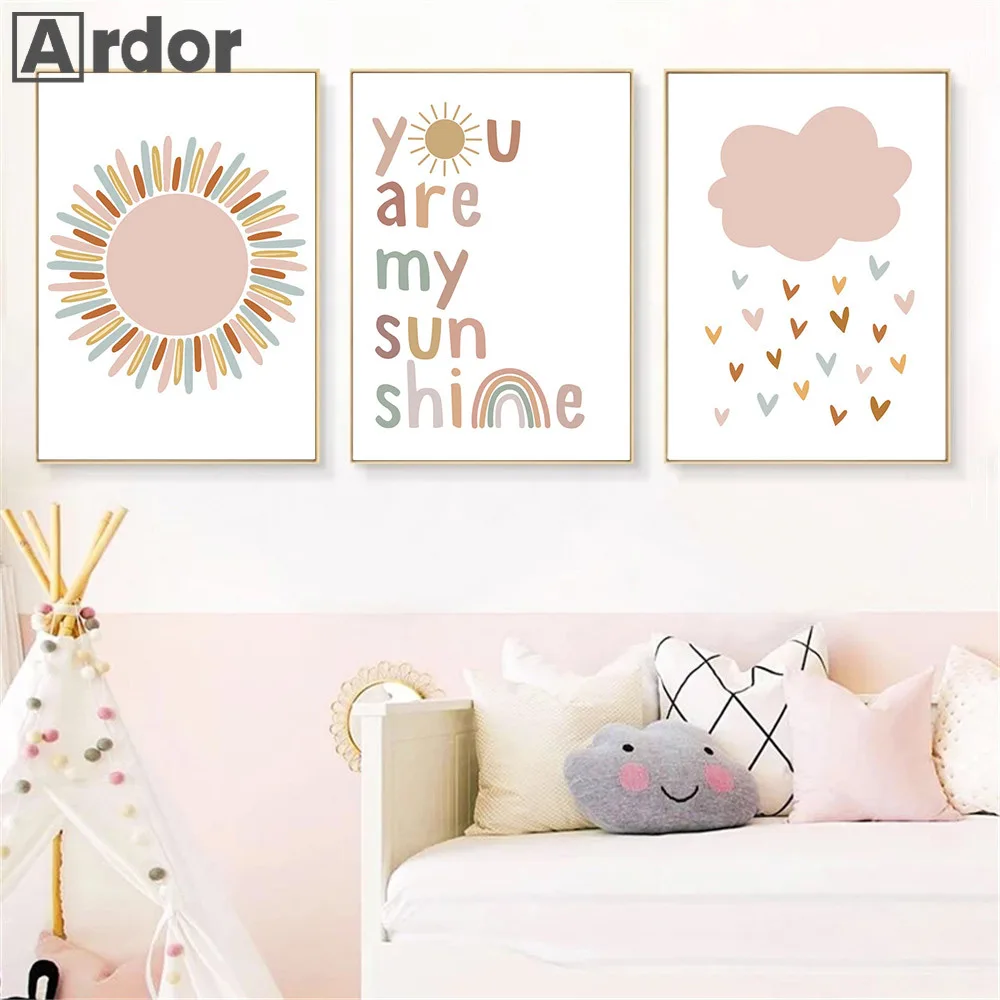 Poster Nama Kustom Cetak Seni  - Baby Nursery You Are My Sunshine ulasan dan harga