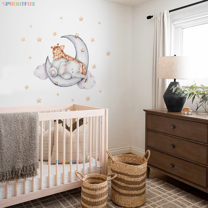 Stiker Dinding Gajah Jerapah D - Baby Nursery Vinyl ulasan dan harga