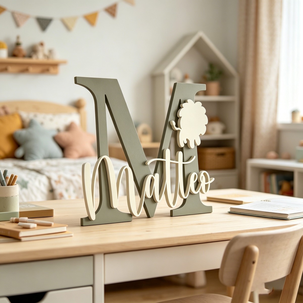 1 Buah Plakat Nama Kayu Inisia - Baby Nursery In ulasan dan harga