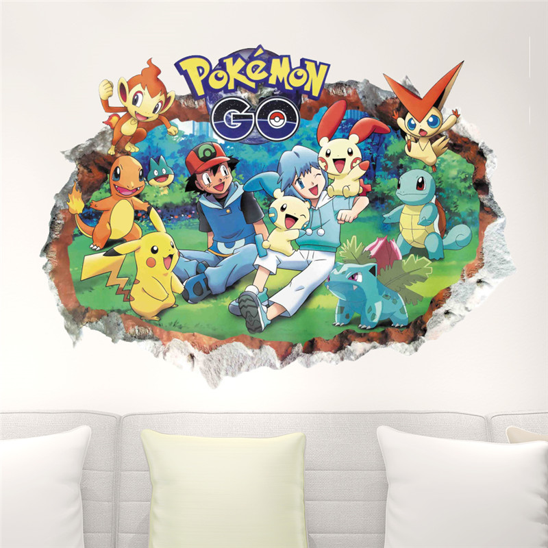 Stiker dinding kartun 4:pikach - Baby Nursery Vinyl ulasan dan harga