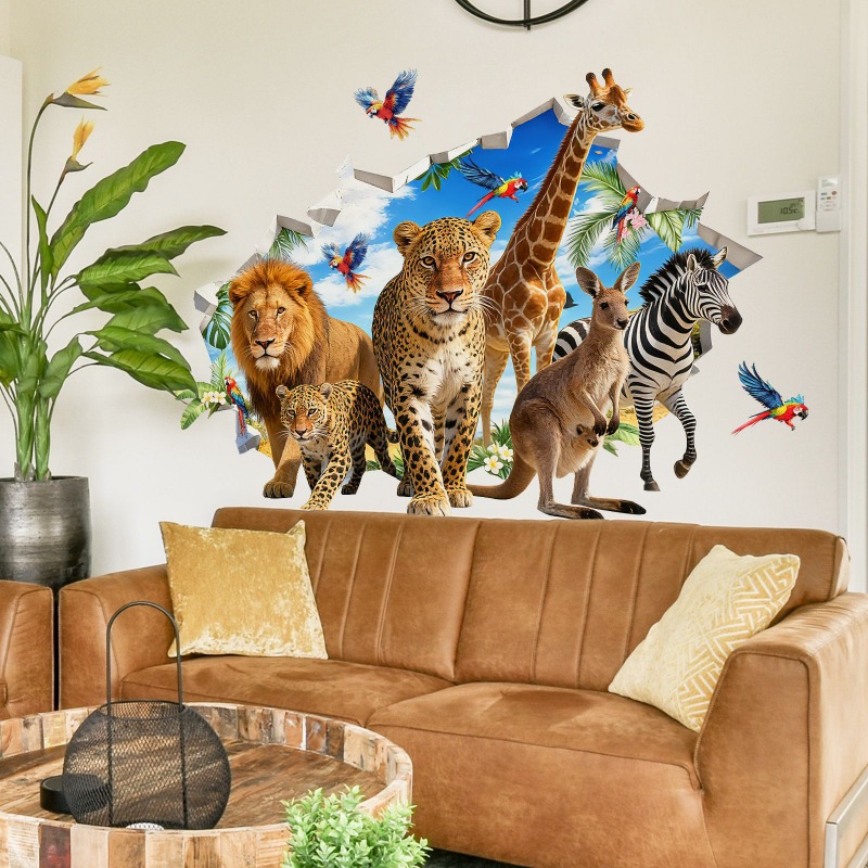 Stiker Dinding Daun Tropis Hew - Baby Nursery Jungle Animals ulasan dan harga
