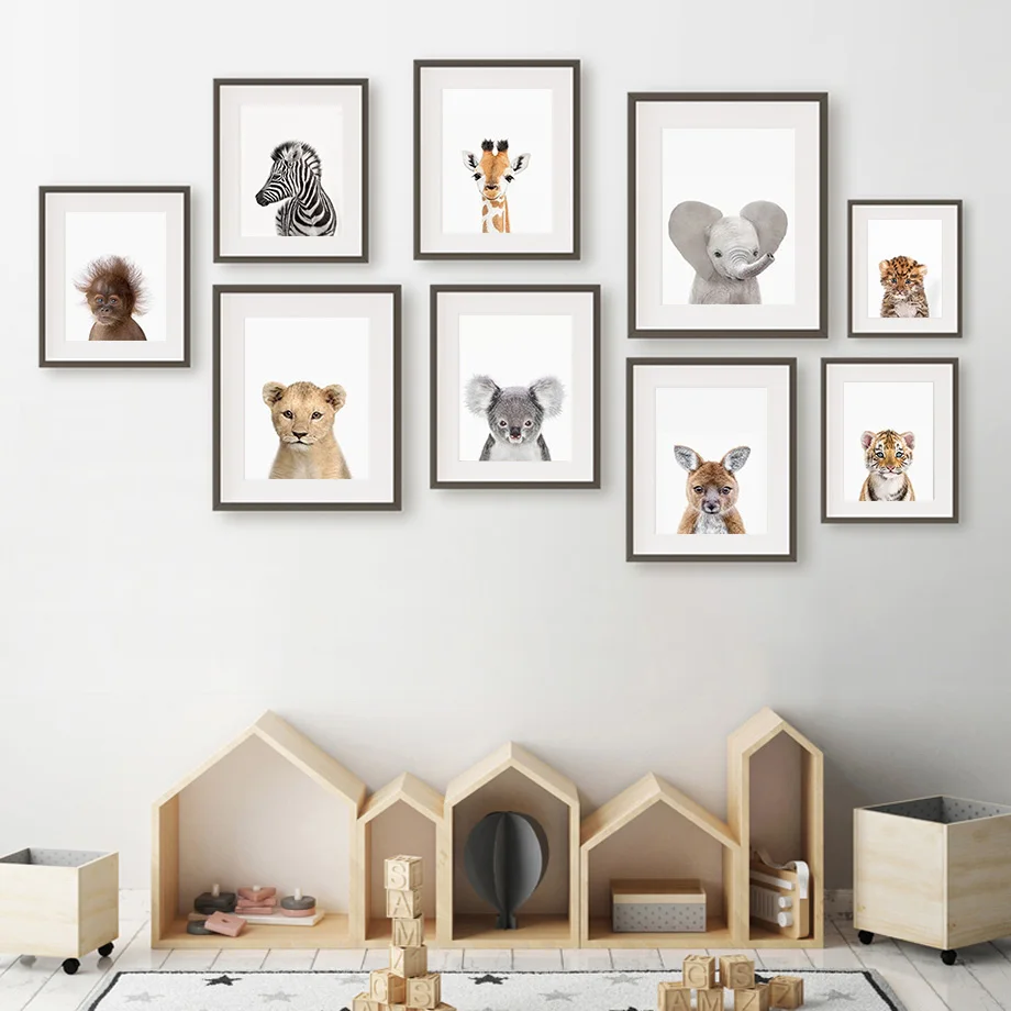 1 buah lukisan kanvas tanpa bi - Baby Nursery Jungle Animals ulasan dan harga